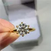 Pierścienie klastra Inbeauut 18K żółte złoto Plakowane 5 ct okrągły doskonałe cięcie D. Kolor Pass Test Diamond Test Wedding Maksanite dla kobiet