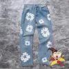 Jeans de Hombre Bordados Kapok Hombres Mujeres 1:1 Calidad Vintage Bonito Lavado Tejido Pesado Denim