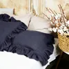 Pillow Case Linen Stone Washed Euro Shams With Ruffle 48x74cm Standard Cover 1 Piece Home Decoration Soft And Breathable Bedding