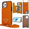 Designer Phone Case Inverted Triangle P Wallet Phone Cases for iPhone 15 Pro Max 14 13 12 11 Xs XR 8 Plus Back Shell with Lanyard Card Holder Pocket Fish Tail Mobile Cover