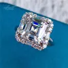 Pierścienie klastra InBeauut 925 Srebrny 5,5 ct 10 10 mm Doskonałe cięcie D Kolor Pass Diamond Test Square Princess Moissanite Wedding Pierścień Wymienna biżuteria