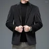 Mäns kostymer Autumn Winter Men Imitated Mink Wool Blazers Beige Black Smart Casual Sacka Jacket Male Notched Collar Straight Business Outfits