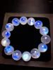 Strand Top Quality Natural Moonstone Blue Lights Bracelets Healing Stone Crystal Round Bead 15.5mm Women