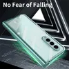 Scharnier Clear Plating Opvouwbare Telefoon Case voor Samsung Galaxy Z Fold 4 Fold3 5G Transparant PC Glas Shell Geen vingerafdrukken