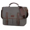 Briefcases Fashion Women Vintage Canvas 14 inch Laptop Bags Portable Messenger for Men Business Briefcase Shoulder 230323
