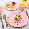 Vaisselle jetable assiette à dîner bronzant ensemble à pois vaisselle Dessert papier tasse serviette fête d'anniversaire décoration