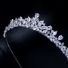 Wedding Hair Jewelry CWWZircons High Quality Cubic Zirconia Romantic Bridal Flower Tiara Crown Wedding Bridesmaid Hair Accessories Jewelry A008 230323