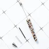 Leopard Beadable Pennor DIY Pärled Ballpoint PenS Plastic Rotary Ball Pen School Office Supplies