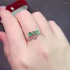 Cluster Rings Women's 925 Silver Inlaid Natural Emerald Ring Exquisite Workmanship Stylish And Simple