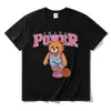 Erkek tişörtler inaka güç tshirt komik pembe basketbol ayı desen baskı tişört yaz erkek kadın premium saf pamuk tees büyük boy tişörtler 230323