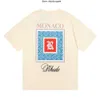 Desinger Rhude T Shirt Marka Erkek Tişörtleri Erkek Kadın Yüksek Kalite%100 Pamuk Giysiler Hip Hop Üst Tees US Boyut S XL