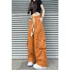 Calça feminina S Vintage Cargo Baggy Jean Fashion 90S Streetwear Pockets Wide perna na cintura alta Y2K Denim calças macacão 230323