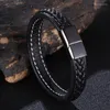 Charmarmband Punk Men smycken Röd flätat läderarmband Metall Magnet Buckle Mane Wrist Band FR1281