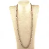 Kedjor mode bohemiska smycken långa kalband multi fasetterad glänsande kristall knuten halsband