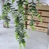 Dekorativa blommor amerikanska retro konstgjorda eukalyptus blad vinrankan falsk grön plastvägg hängande pengar lämnar växter hembutik bröllop