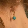 Hoop Earrings WTLTC French Drop Natural Stone Beaded For Women 3Color Vintage Round Pendant Turquoise Hoops With Dotted