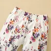 Bébé Floral Vêtements Ensembles Couleur Unie À Manches Longues Barboteuses Infant Ruffle Onesies Toddler Filles Élastique Fleur Imprimé Pantalon Bandeaux Ropa Bebe