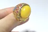Cluster Rings Vintage Yellow Ambre Cloisonné Bague Beeswax Femme Homme Doigt