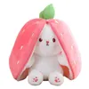 1Pc 18 cm Kawaii Frutta Trasfigurata Coniglietto Peluche Coniglio Bello Girare a Carota Fragola Bambole Farcite per I Bambini Dolce Regalo