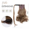 Synthetische pruiken EasiHair Long Gavy Wrap rond clip paardenstaart haarstukje op ombre bruine staartblonde fack 230227