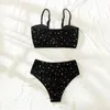 Women's Swimwear Swimsuit 2023 Sexy Star Printed Velvet Split Bikini Set Push Up Two Piece Beachwear Bathing Suit Tankini T2Wome