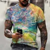 Camisetas masculinas 2021 Novo padrão de mosaico abstrato 3D T-shirt best-seller 3D Printing Street Hip-Hop Moda casual masculina W0322