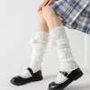 Femmes chaussettes 1 paire Goth Lolita jambières rayées japonais gothique longues guêtres genou hiver tricoté poignets cheville plus chaud