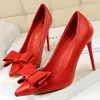 Dress Shoes Woman Fetish 10cm High Heels Pumps Lady Blue Yellow Escarpins Stiletto Wedding Heels Prom Pleaser Butterfly Bow Party Shoes 230323