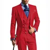 Herrdräkter Färgglada 3 -stycken Män passar kostym Homme Groom Tuxedo för Wedding Slim Set Male Blazer Terno Masculino (Jacket Pants Vest)