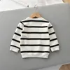 Kids Shirts 1 5 Years Spring Fall T shirt Striped Long Sleeve Pullovers Baby Clothes Toldder Bottoming For Boys Girls 230323