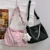 Borsa da donna con filo a cuore a spalla 2024 catene di tendenza Haex cerniera casual femminile perline borse per ragazze alla moda Kawaii