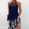 Plus Size S-5xl Womens Casual Dresses 2023 Spring Summer Skirts Fashion Printed Screen Belt Sleeveless Sexy Dress For Women