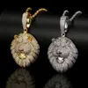 Hip Hop Micro Set Zircon Solid Lion Head قلادة Gold Gold Hiphop Real Hiphop Accessories