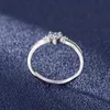 Imitação topázia azul coração anéis de zircão para mulheres jóias femininas com engajamento de casamento de cristal anel fino