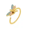 Best-selling Zircon Dragonfly Ring Female Ring Ring Adjustable Rotating Ring