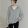 Män s hoodies tröjor JMPRS Pure Cotton Women Fashion Letter Gray Zipper Ladies Sweatshirt Casual Korean Loose Long Sleeve Fall Female Coats 230322