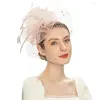 Coiffes Spot Accessoire Cheveux Rétro Couvre-chef De Mariée Voile Accessoires De Cheveux De Mariage Fleur Plaid Maille Plume Chapeau Haut De Forme En Épingle À Cheveux Fascinator