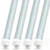 8ft led tube lights, Single Pin FA8 T8 96 inch D shape 120W bulbs LED shop Light, clear cover, cold white, t10 t12 bubes fluorescent replacement, no ballast, garage