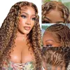 4/27 Highlight Wig Brazilian Water Wave Wig Highlight Lace Front Human Hair Wigs Mel Blonde Ombre Lace Front Wig Remy