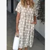 Casual Dresses Women Summer Dress Casual Loose Short Sleeve Polka Dot Printed Dresses Female Clothing Streetwear With Pockets 230323