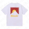 2023 RHUDES Summer Mens Tirt Designer Luxury Tshirt Street Skateboard Ins Spring T Trans Men Women Thert Shirt Shirt Size Size S-XL