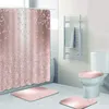 Shower Curtains 3D Luxury Grey Silver Gold Falling Glitter Confetti Metallic Sparkles Shower Curtian Set Elegant Bathroom Curtain Toilet Mat Rug 230323