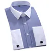 Mens Casual Shirts M~6XL Mens French Cuff Dress Shirt White Long Sleeve Formal Business Buttons Male Shirts Regular Fit Cufflinks Shirt 230323