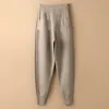 Spodnie damskie Capris jesienne zima grubość dzianiny spodnie haremowe kobiety stały kolor zewnętrzny noszenie dresowe spodni tatusia spodni wysokiej jakości spodnie 230323