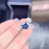 Anillos de racimo Regalo de San Valentín 2023 Estilo de corazón Anillo de moissanita azul 925 Plata 1ct Laboratorio Diamante Mujeres Fiesta de boda Amor Bueno