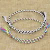 Bracelet de cheville bohème en corde tissée à la main, réglable, fil coloré, pour femmes