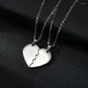 Pendant Necklaces Korean Fashion Couple For Lovers Men Women Broken Heart Necklace Stainless Steel Jewelry Party Gift