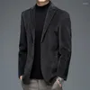 Mäns kostymer Autumn Winter Men Imitated Mink Wool Blazers Beige Black Smart Casual Sacka Jacket Male Notched Collar Straight Business Outfits