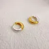 Hoop Earrings WTLTC Steampunk Gold Sliver Color Contrast Round For Women Simple Hammered Thick Circle Small Hoops Sale