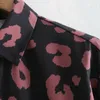 メンズスイムウェアの女性シャツザファッションヒョウ柄のプリントボタンステインロングヴィンテージターンダウンカラーブラウスエリーガントシックミュージャートップ230322